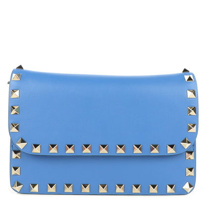 Valentino Garavani Vitello Rockstud Chain Flap Crossbody Bag Light Sapphire 1 of 8