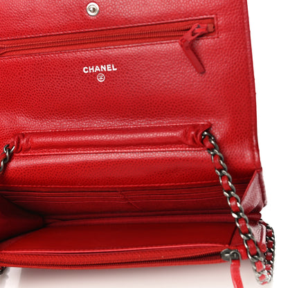 Chanel Caviar Quilted Wallet On Chain WOC Red 5 of 14