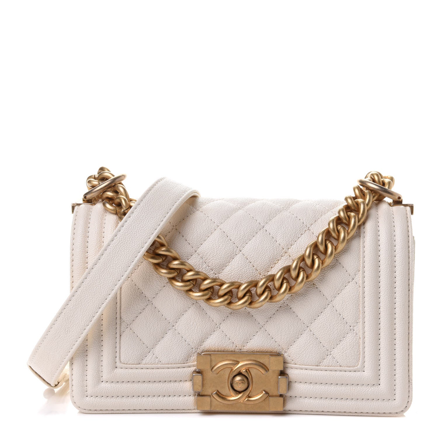 Chanel Caviar Quilted Small Boy Flap White 1 of 9