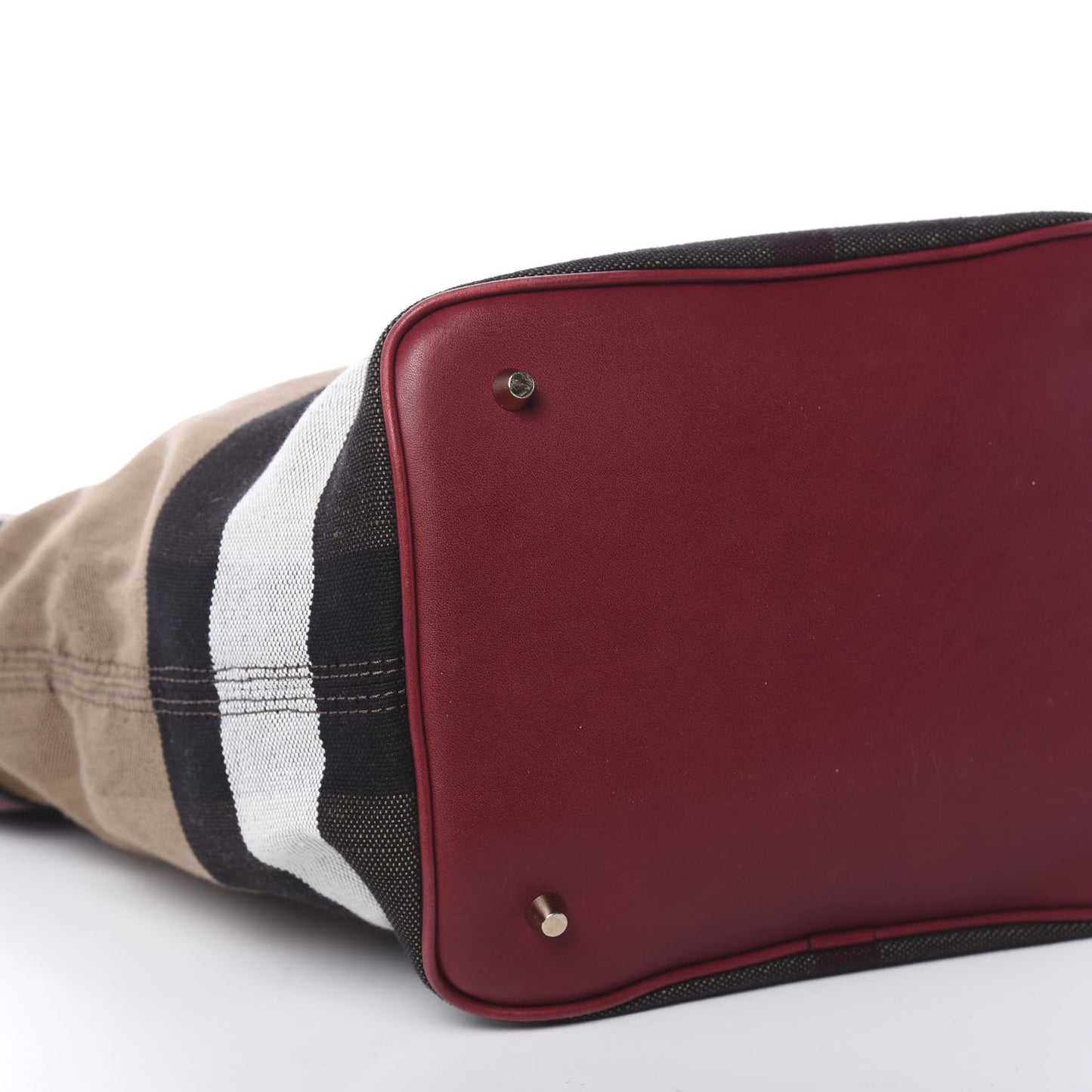 Grainy Calfskin Canvas Mega Check Medium Ashby Tassel Hobo Burgundy Red