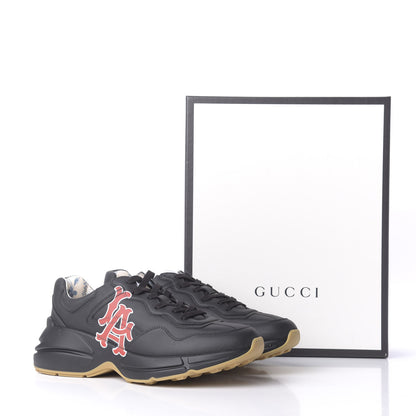 Gucci X MLB Calfskin LA Dodgers Mens Rhyton Sneakers 9 Black 12 of 12