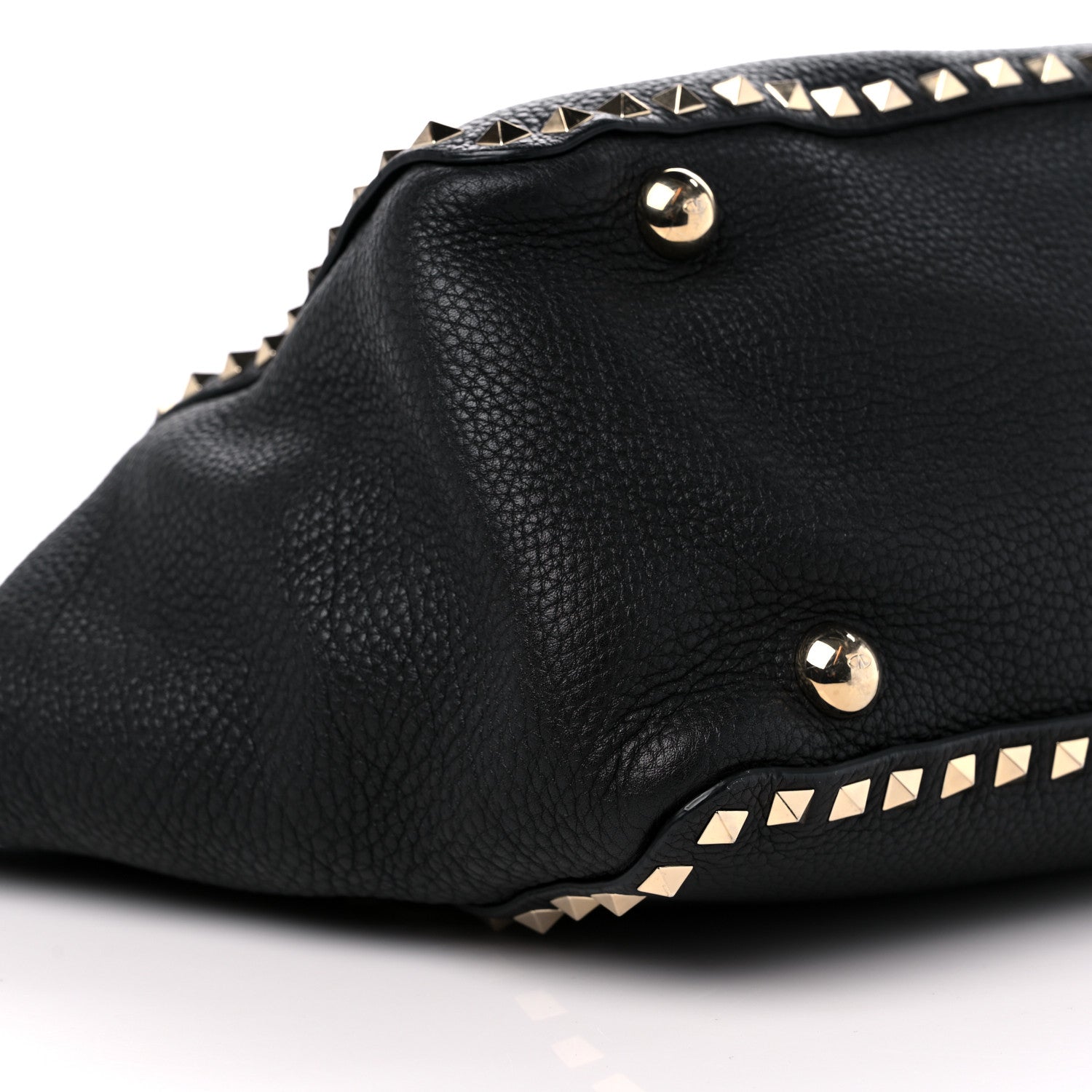 Valentino Garavani Pebbled Calfskin Medium Rockstud Tote Black 7 of 9