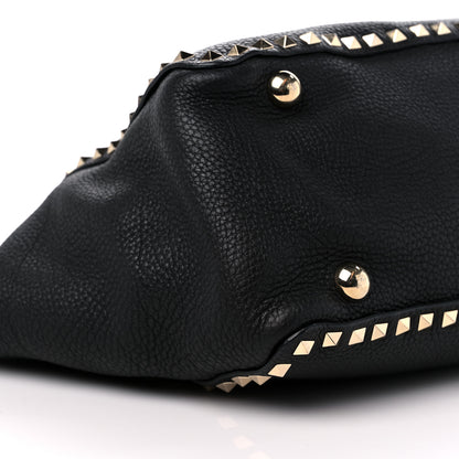 Valentino Garavani Pebbled Calfskin Medium Rockstud Tote Black 7 of 9