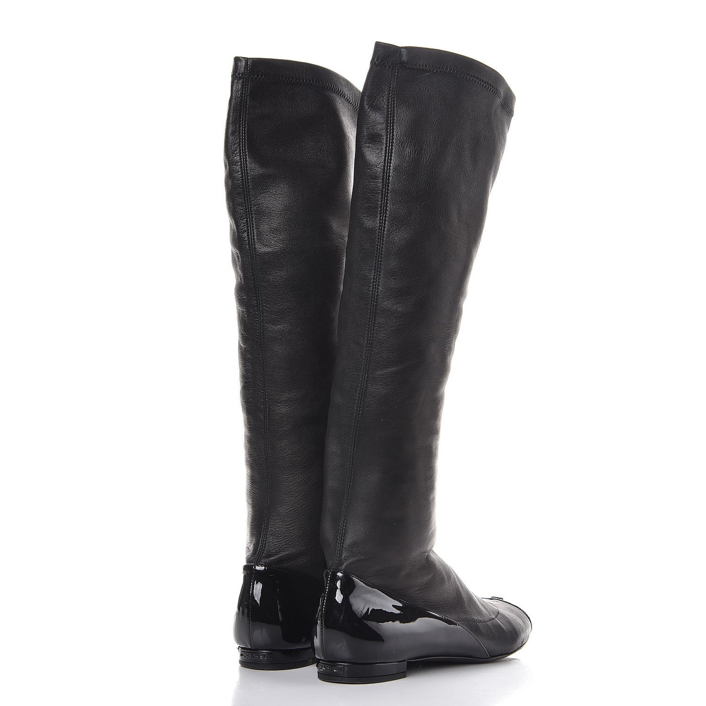 Lambskin Cap Toe Ballerina High Boots 39.5 Black