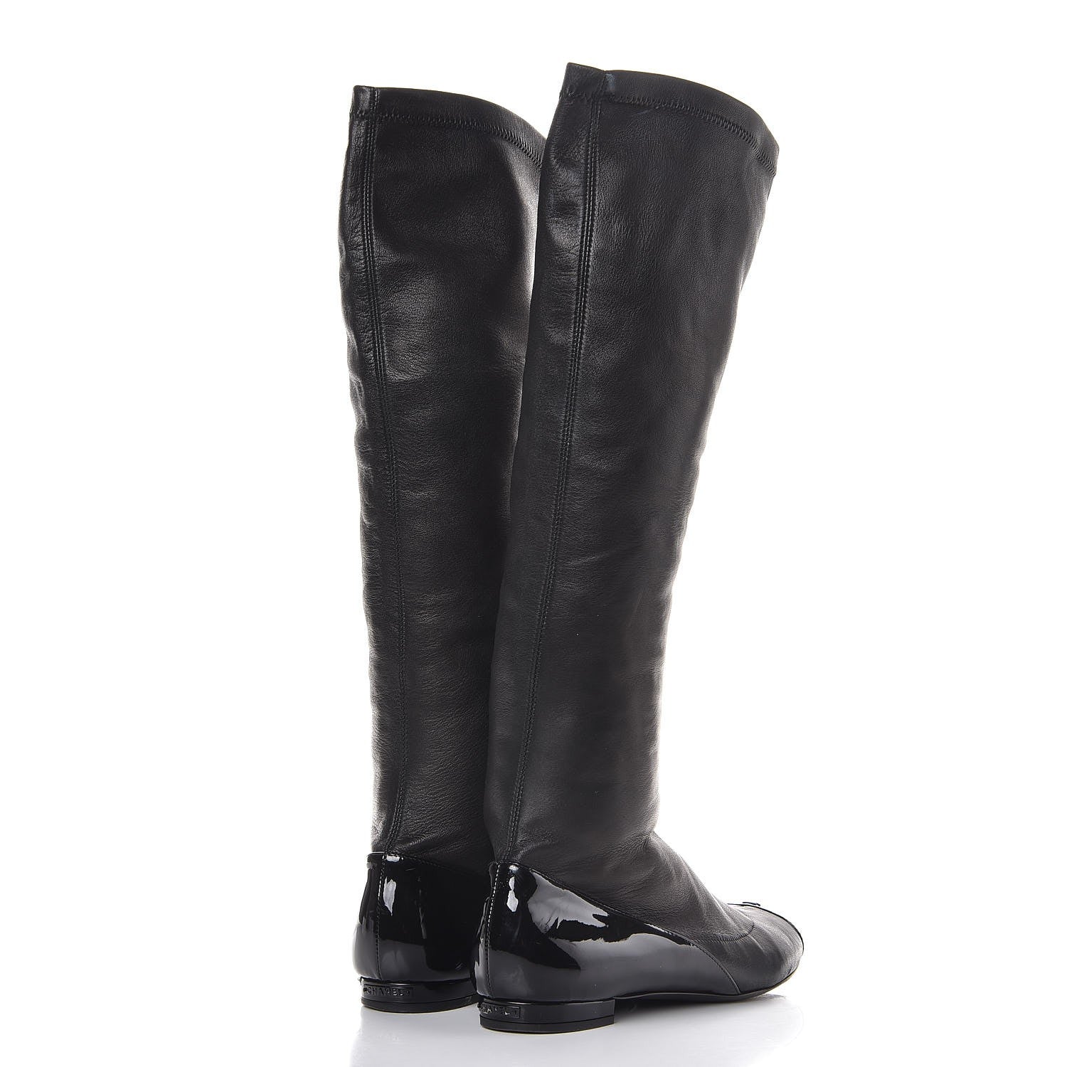 Chanel Lambskin Cap Toe Ballerina High Boots 39.5 Black 2 of 11