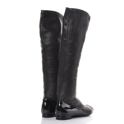Chanel Lambskin Cap Toe Ballerina High Boots 39.5 Black 2 of 11