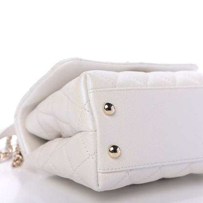 Chanel Iridescent Caviar Quilted Extra Mini Coco Handle Flap White 6 of 10