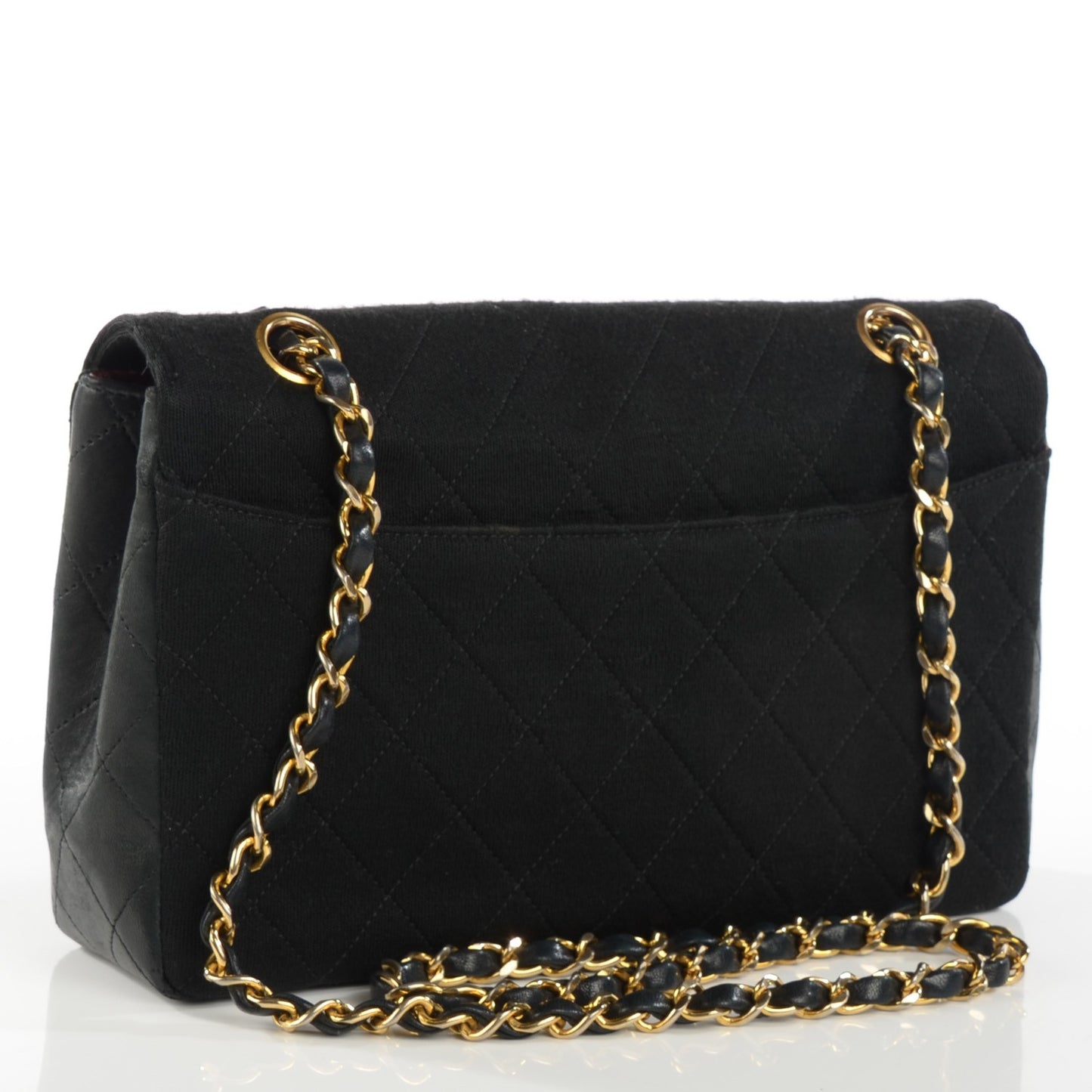 Lambskin Jersey Quilted Small Flap Black