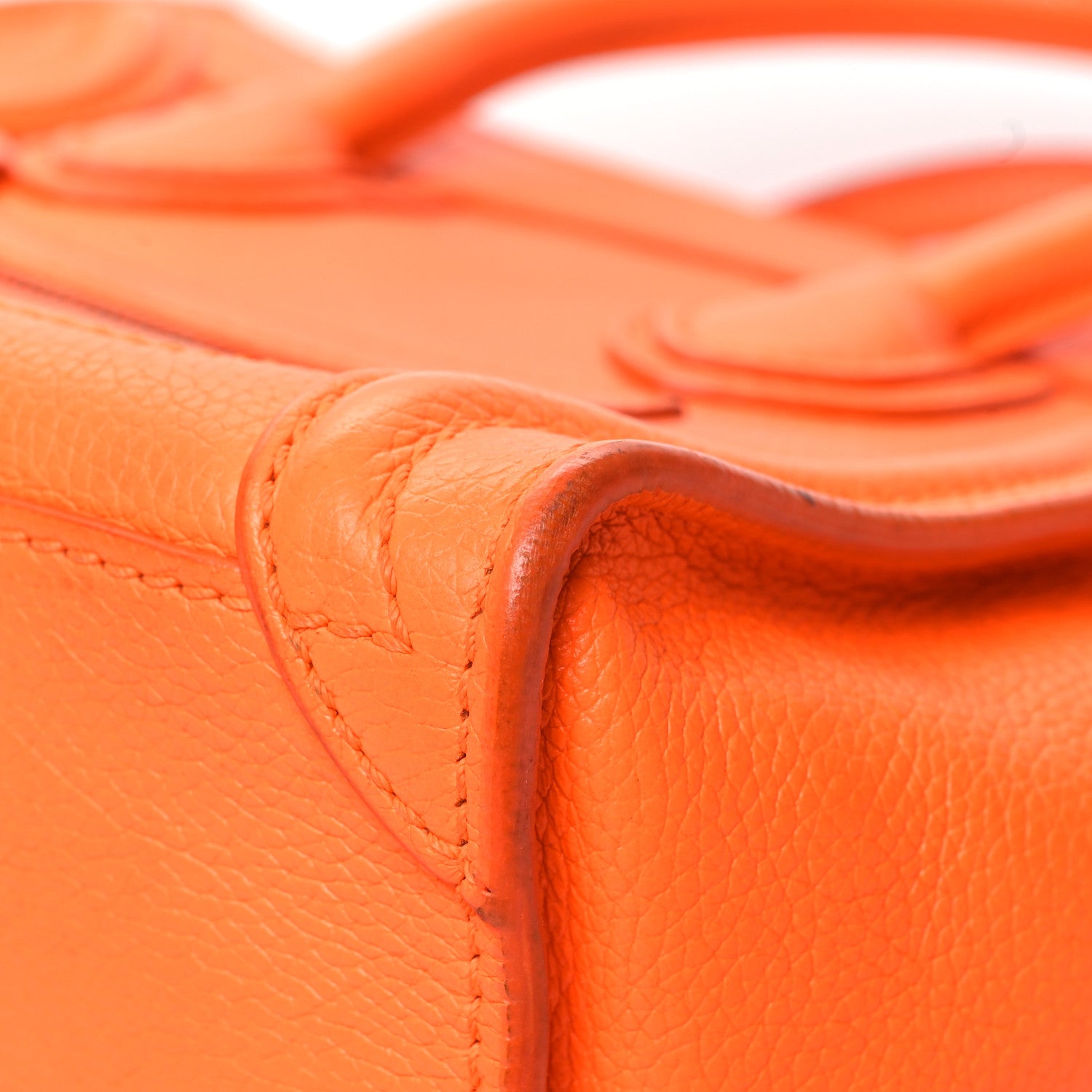 Celine Drummed Calfskin Nano Luggage Bright Orange 9 of 14