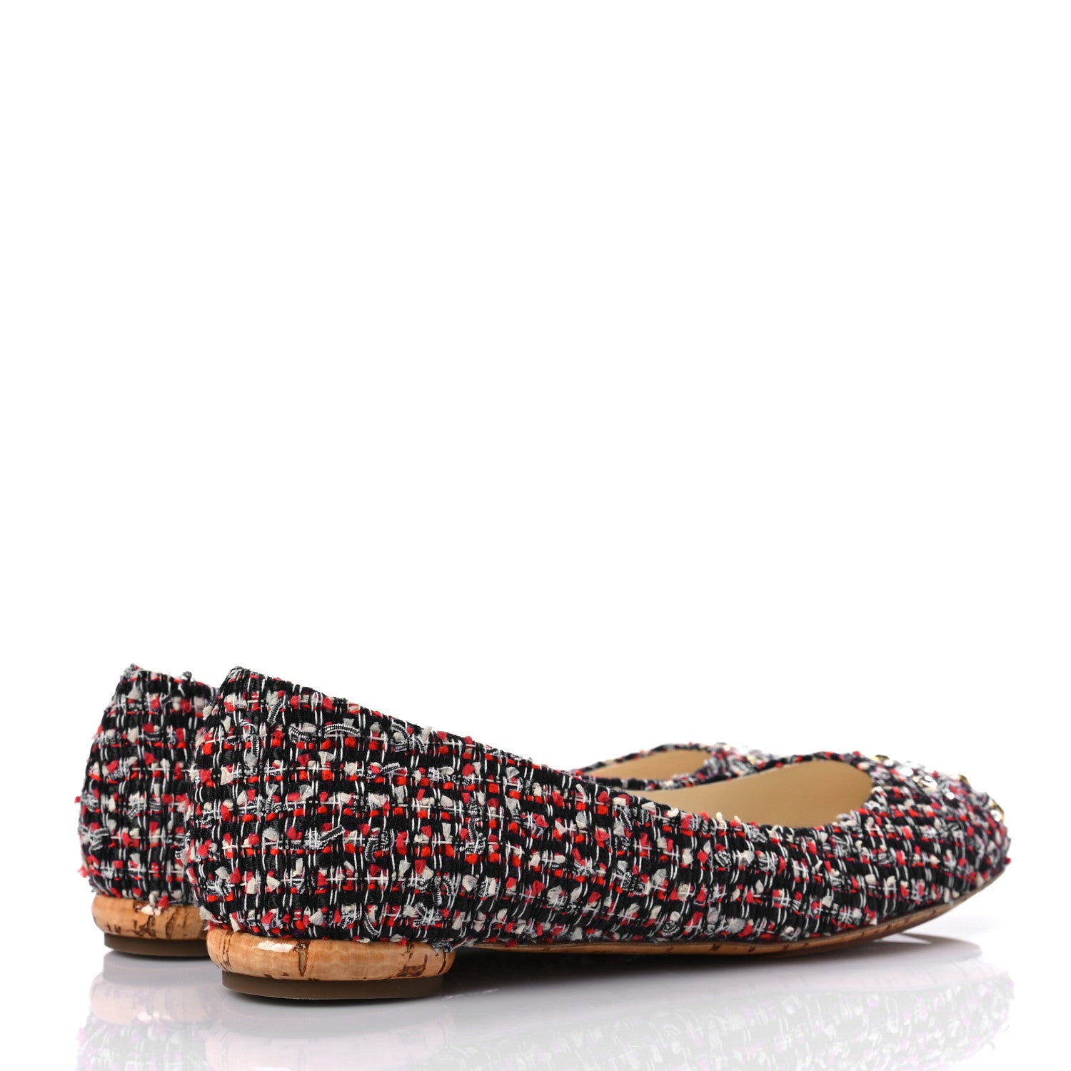 Chanel Tweed Crystal CC Ballerina Flats 38.5 Multicolor 4 of 8