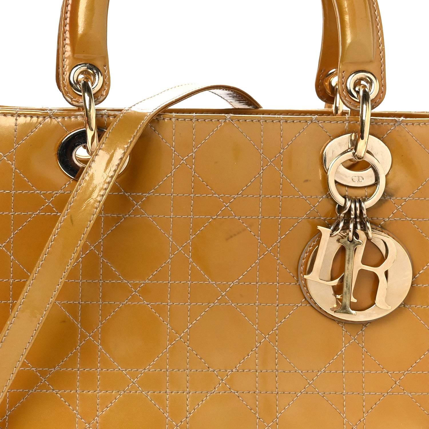 Christian Dior Patent Cannage Stitched Medium Lady Dior Dark Beige 8 of 12