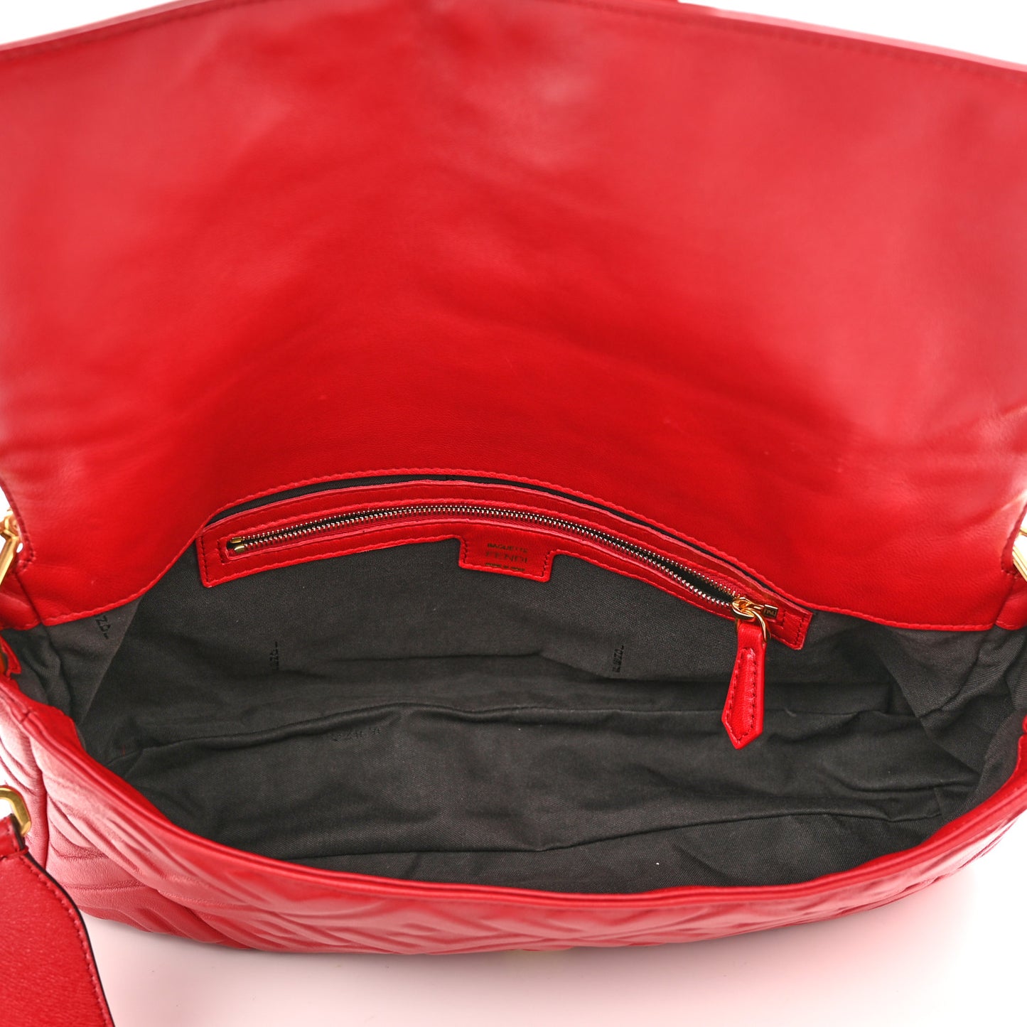 Nappa FF 1974 Embossed Large Baguette Fragola