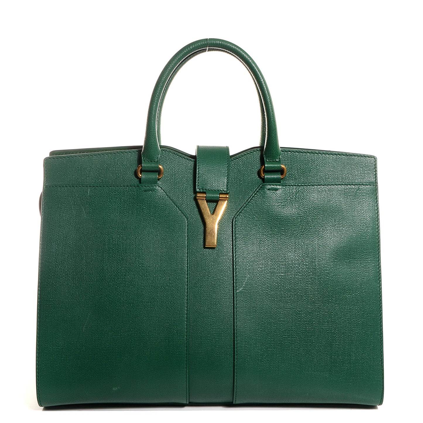 Textured Leather Large Cabas ChYc Dark Green