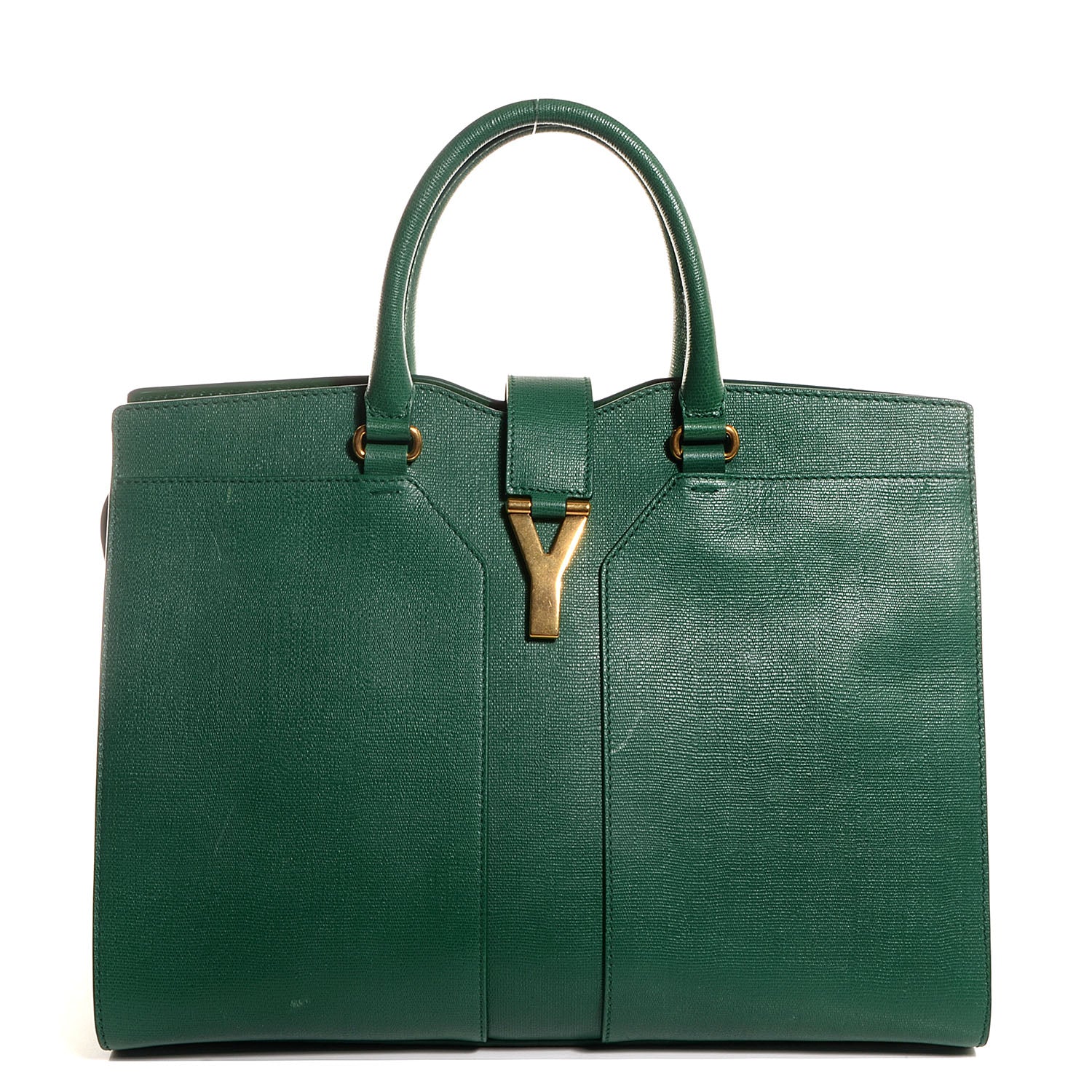 Saint Laurent Textured Leather Large Cabas ChYc Dark Green 1 of 8