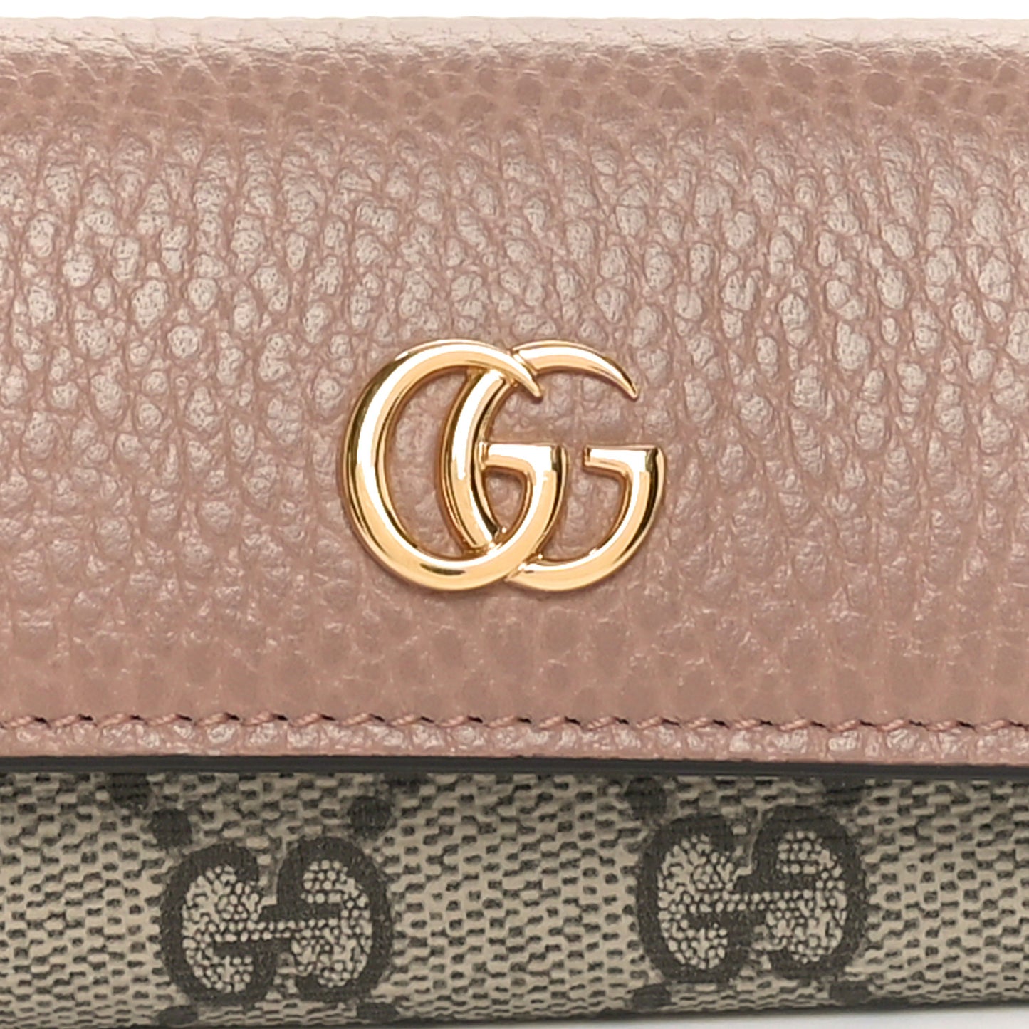 Dollar Calfskin GG Supreme Monogram GG Marmont 6 Key Holder Case Porcelain Rose Beige Ebony