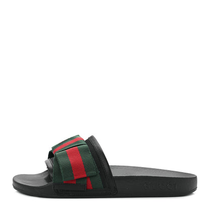 Gucci Satin Web Bow Slide Sandals 35 Black 1 of 9