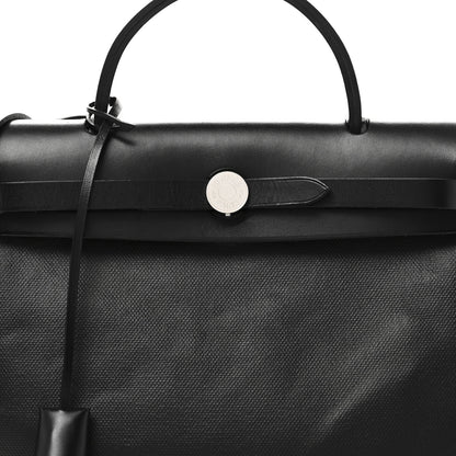 Hermes Toile H Berline Vache Hunter Herbag Zip PM 31 Black Ecru 9 of 11