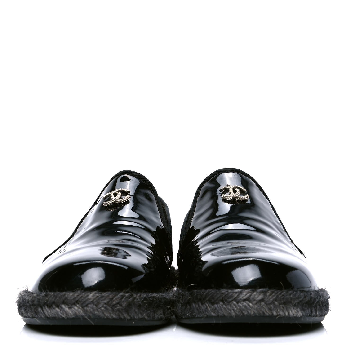 Chanel Patent Calfskin CC Mocassin Loafer Espadrilles 39 Black 2 of 5