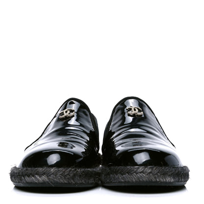 Chanel Patent Calfskin CC Mocassin Loafer Espadrilles 39 Black 2 of 5