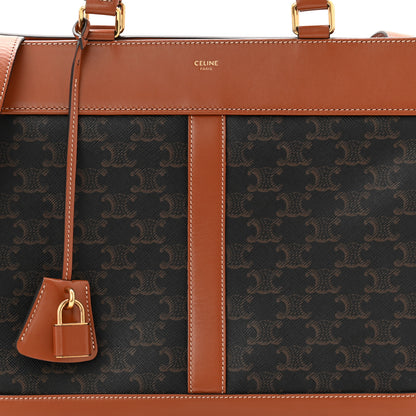 Celine Triomphe Canvas Calfskin Cabas De France Handbag Tan 8 of 12