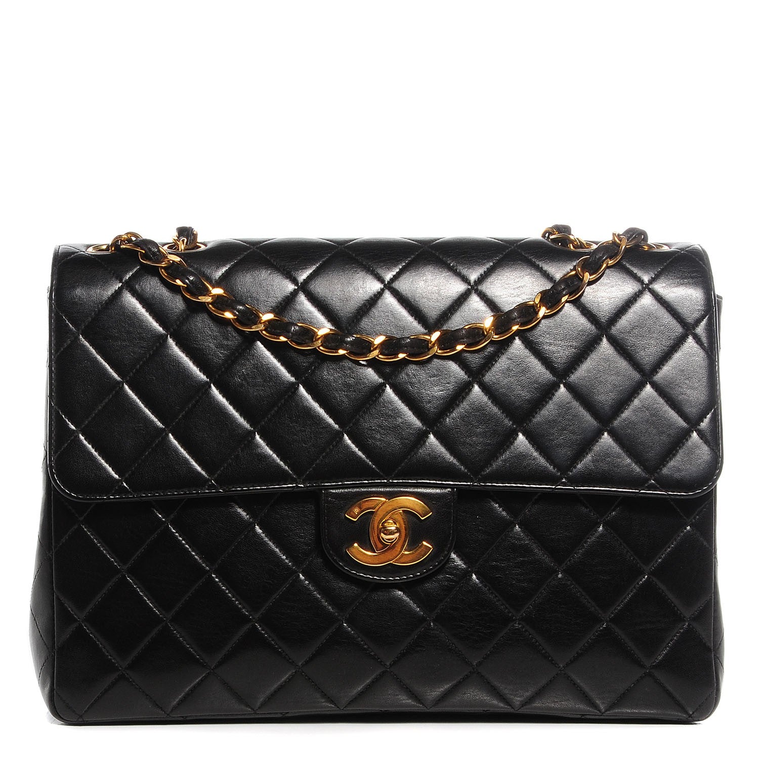 Chanel Lambskin Quilted XL Jumbo Single Flap Black 1 of 9