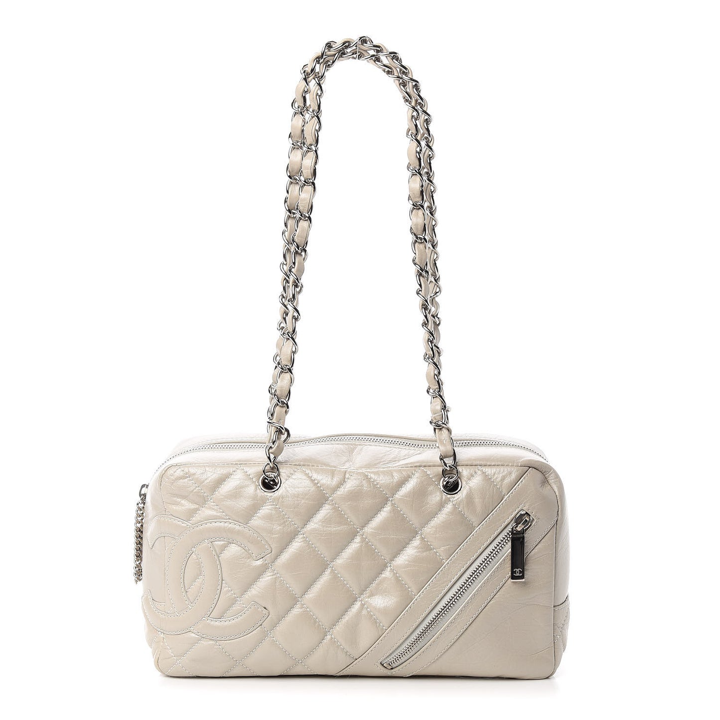 Aged Calfskin Quilted Cotton Club Bowler Pearl