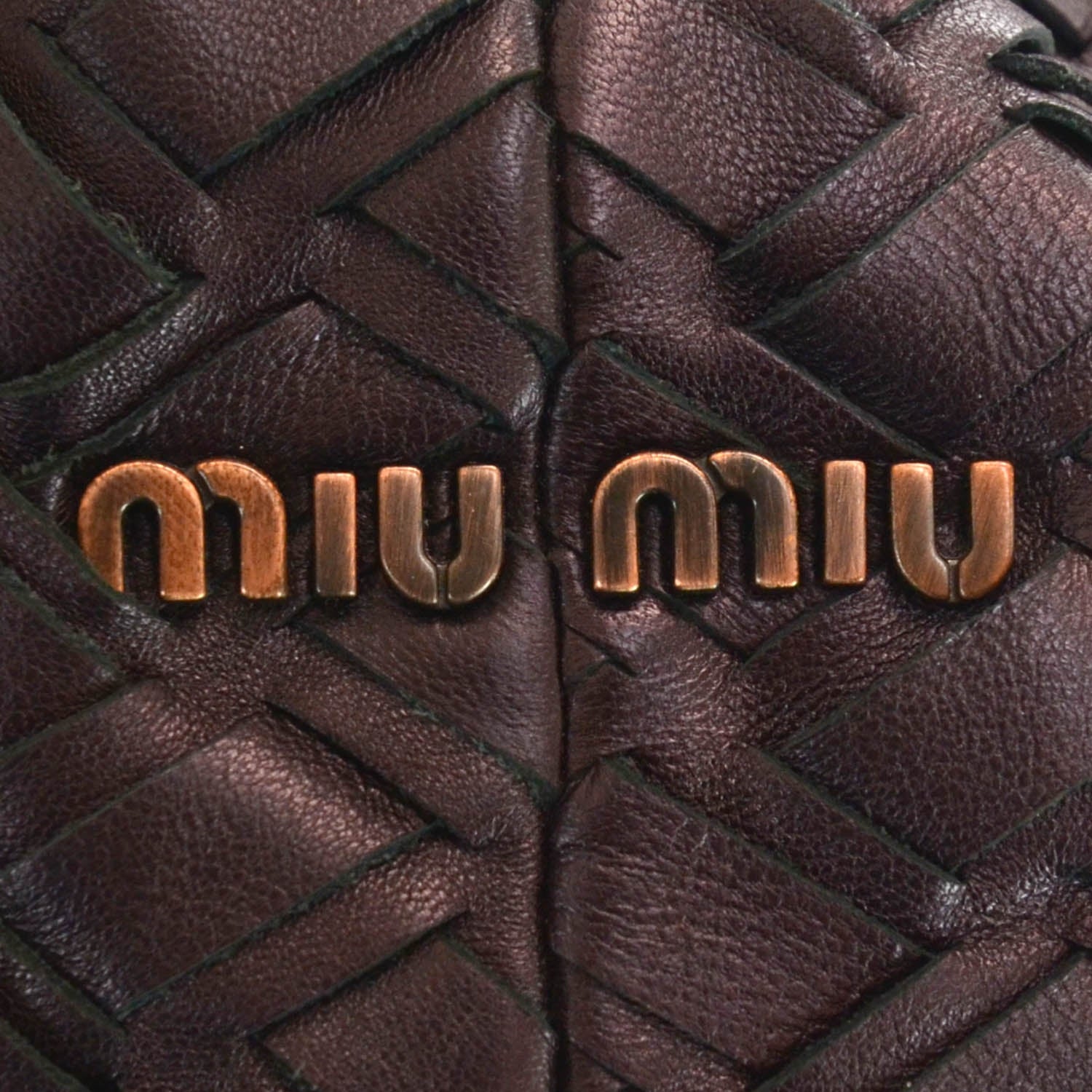 Miu Miu Leather Intreccio Woven Tote Ribes 5 of 8