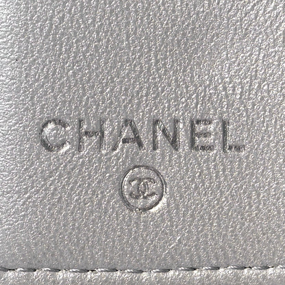 Chanel Metallic Caviar Quilted Classic 4 Key Holder Wallet Silver 6 of 7