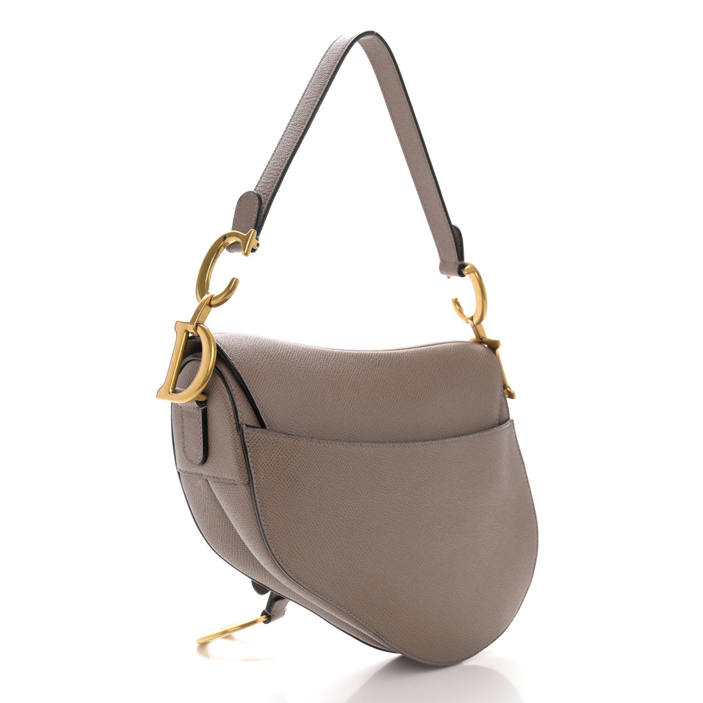 Grained Calfskin Saddle Bag Warm Taupe