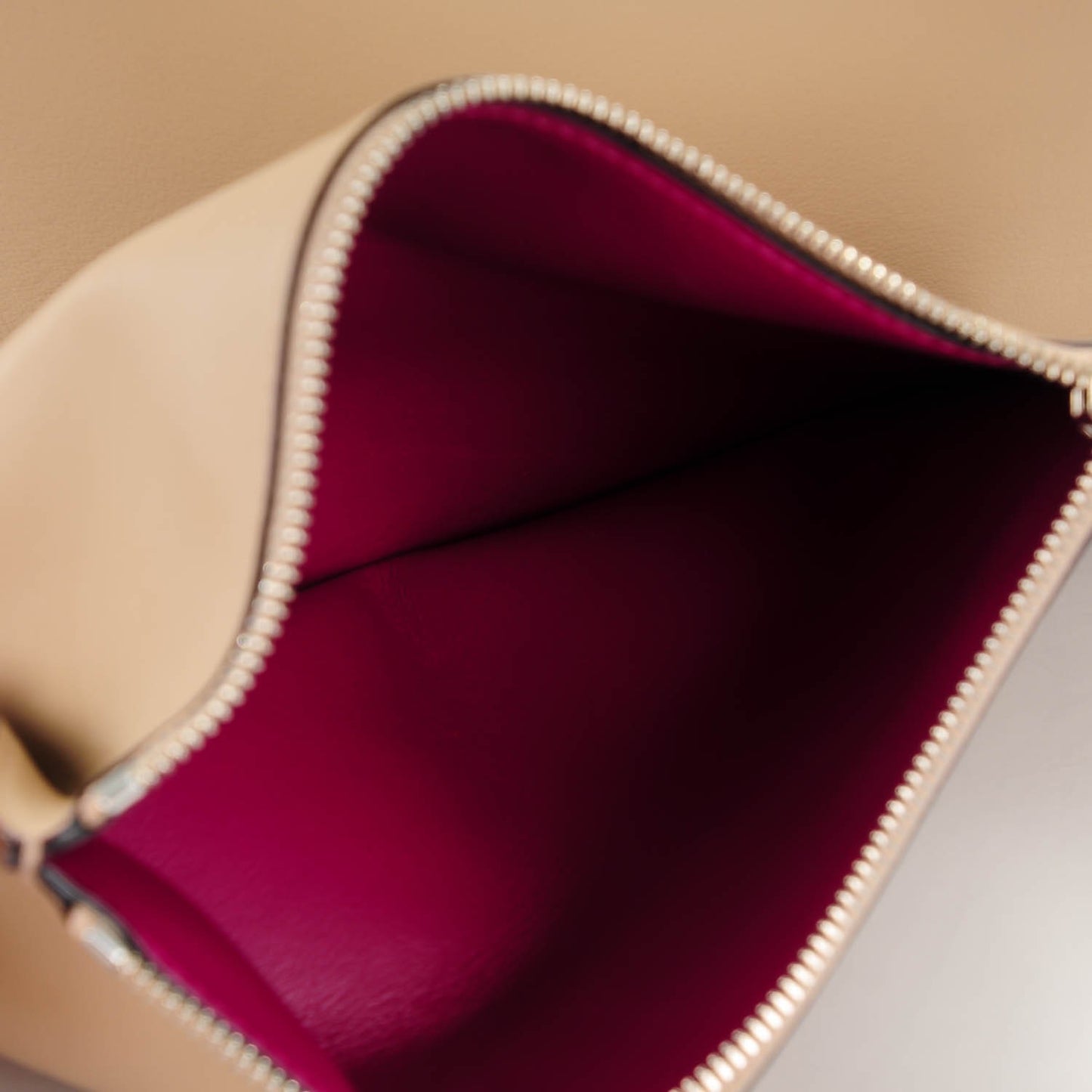 CHRISTIAN Smooth Calfskin Medium Diorissimo Tote Beige Fuchsia