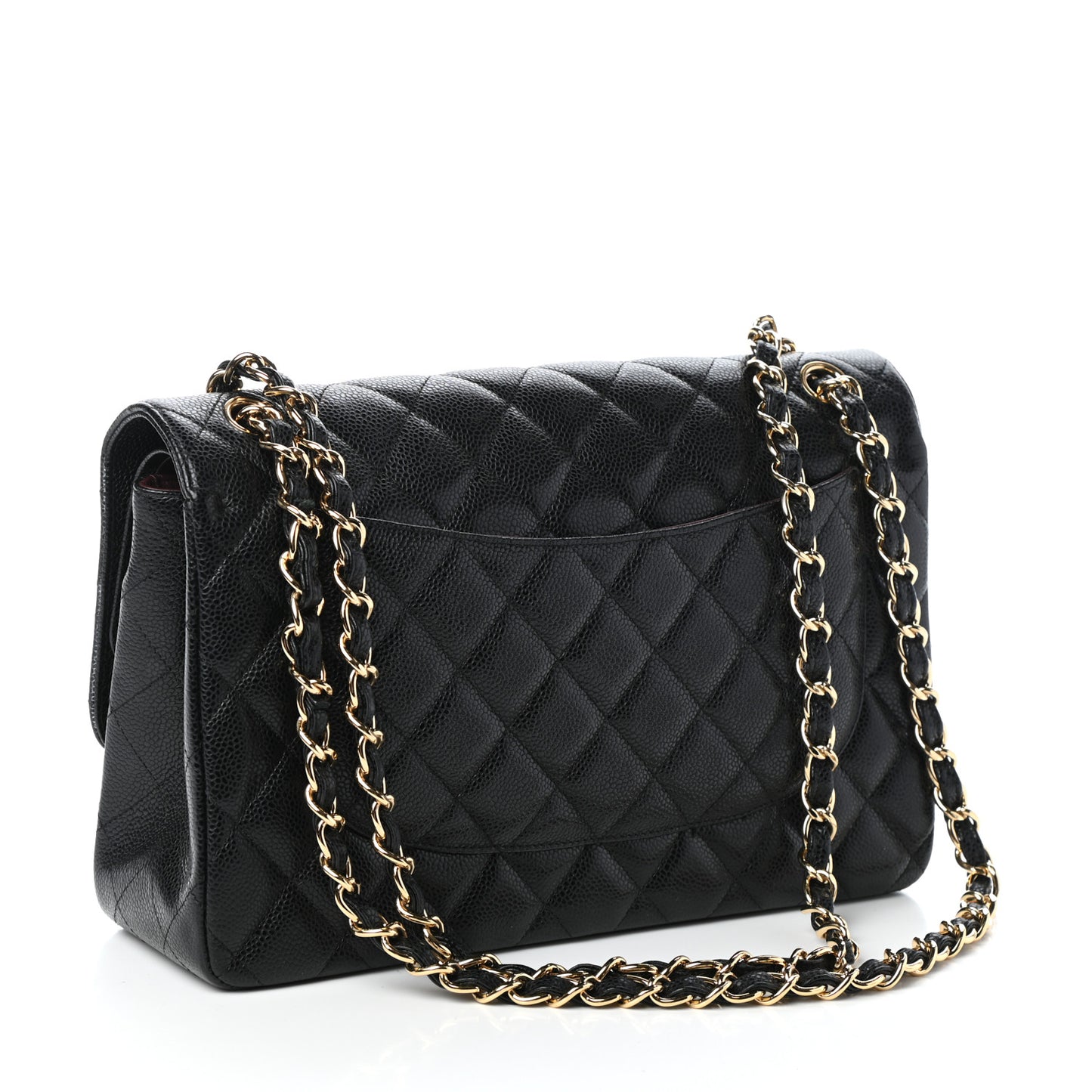 Caviar Quilted Jumbo Double Flap Black