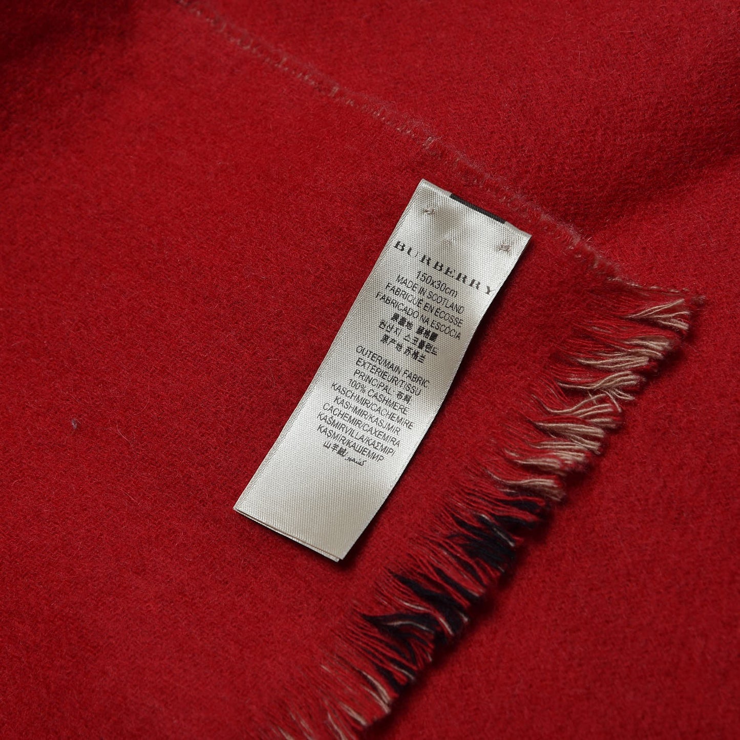 Cashmere Reversible Giant Check Block Fringe Scarf Camel Red