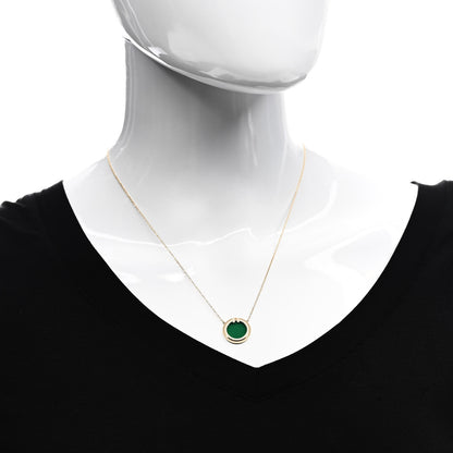 Tiffany 18K Yellow Gold Diamond Green Agate T Circle Pendant Necklace 2 of 5