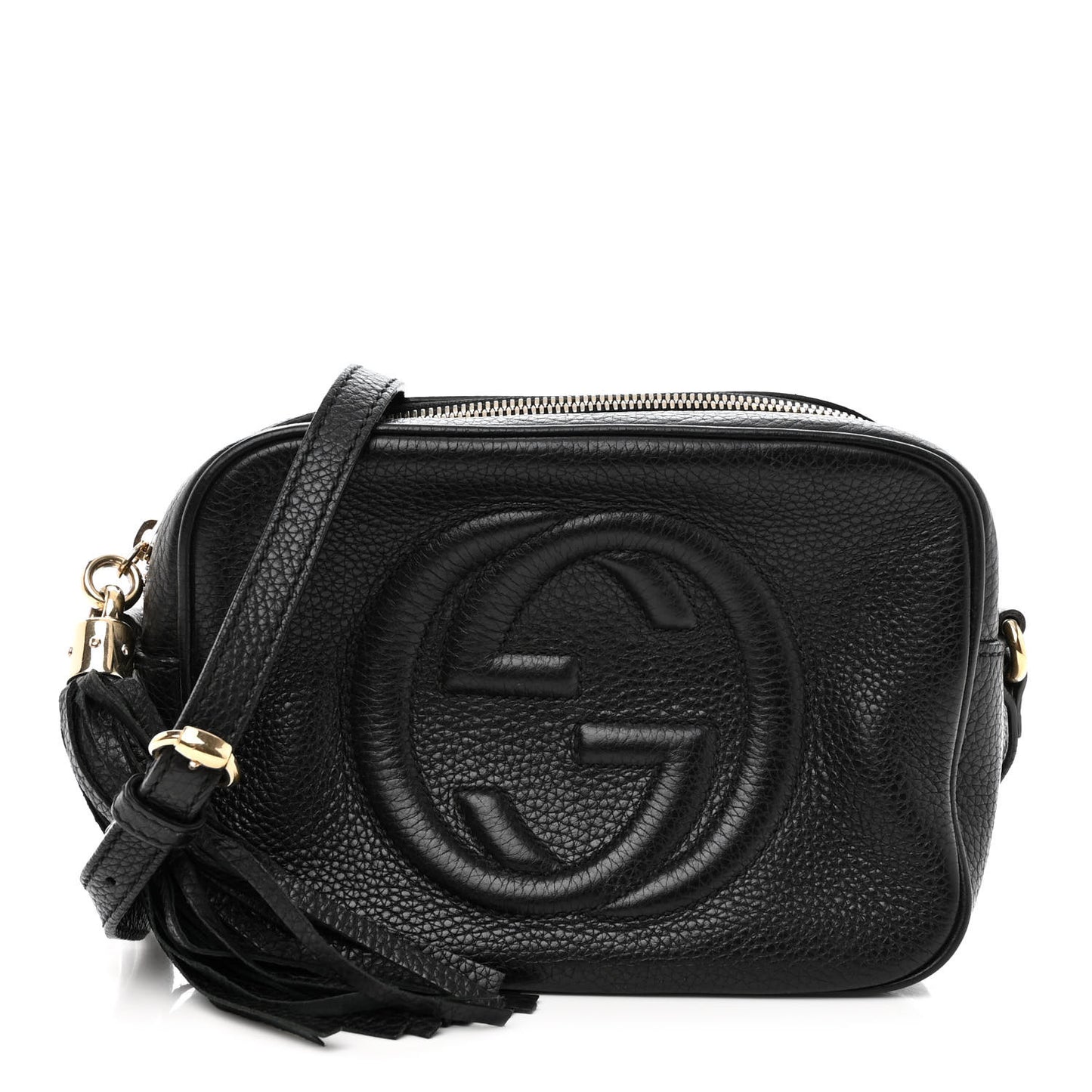 Pebbled Calfskin Small Soho Disco Bag Black
