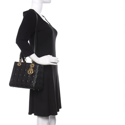 Christian Dior Lambskin Cannage Medium Lady Dior Black 2 of 9