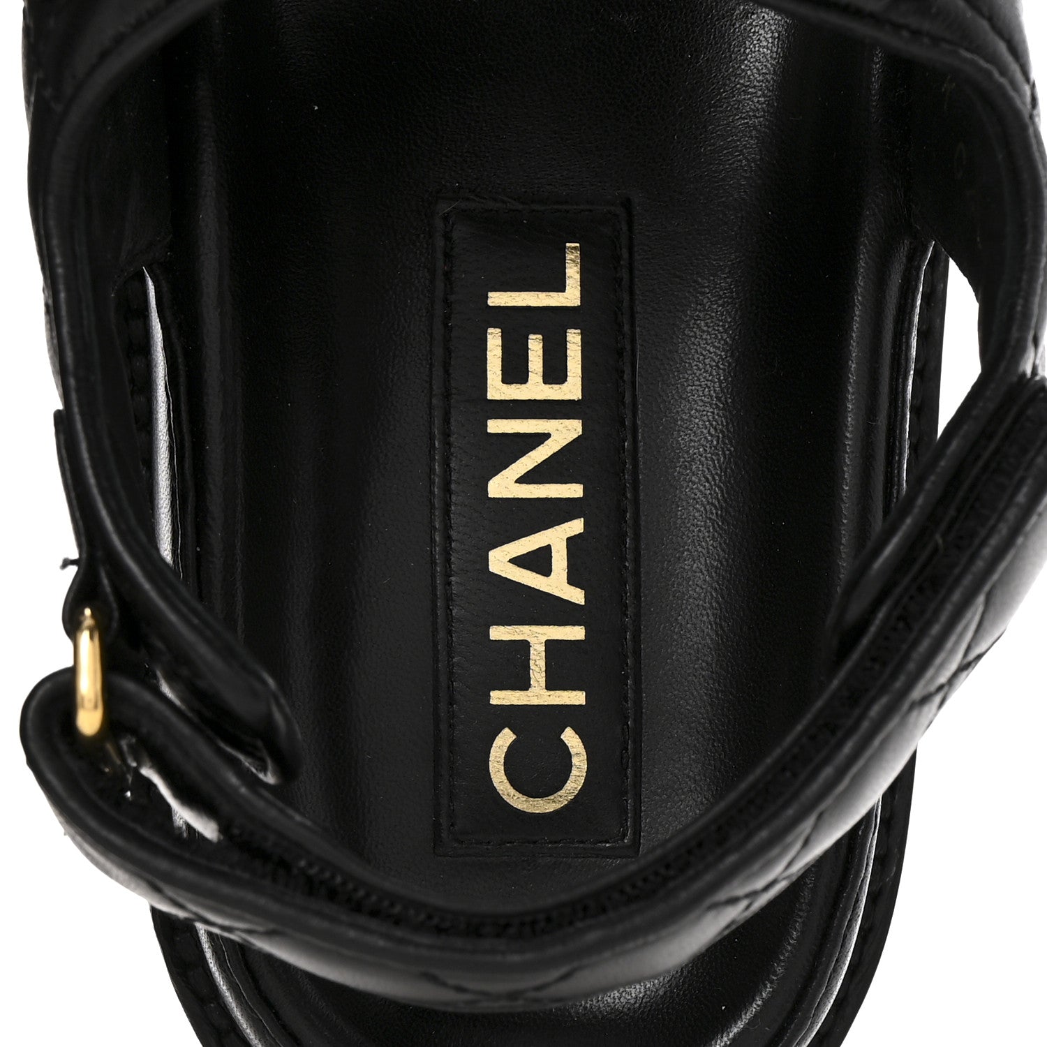 Chanel Lambskin Velcro CC Pearl Bow Dad Sandals 38 Black 7 of 10