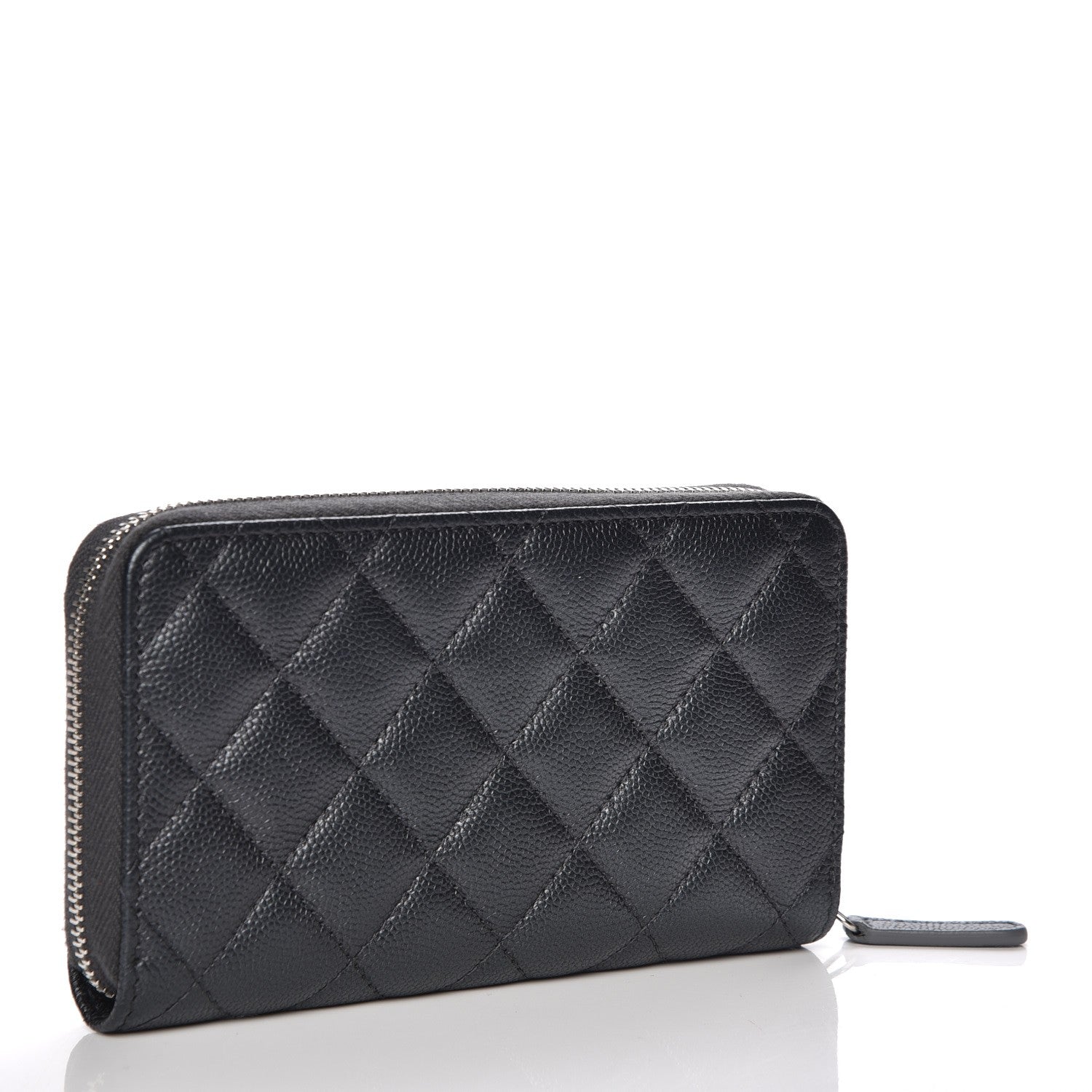 Chanel Metallic Caviar Quilted Medium Zip Around Wallet Black 3 of 9