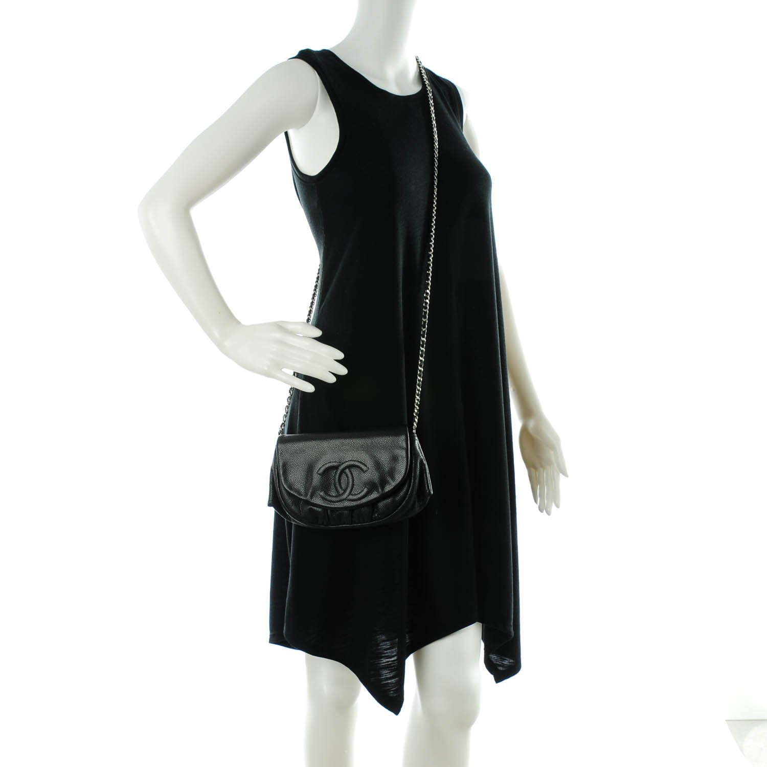 Chanel Caviar Half Moon Wallet On Chain WOC Black 2 of 7