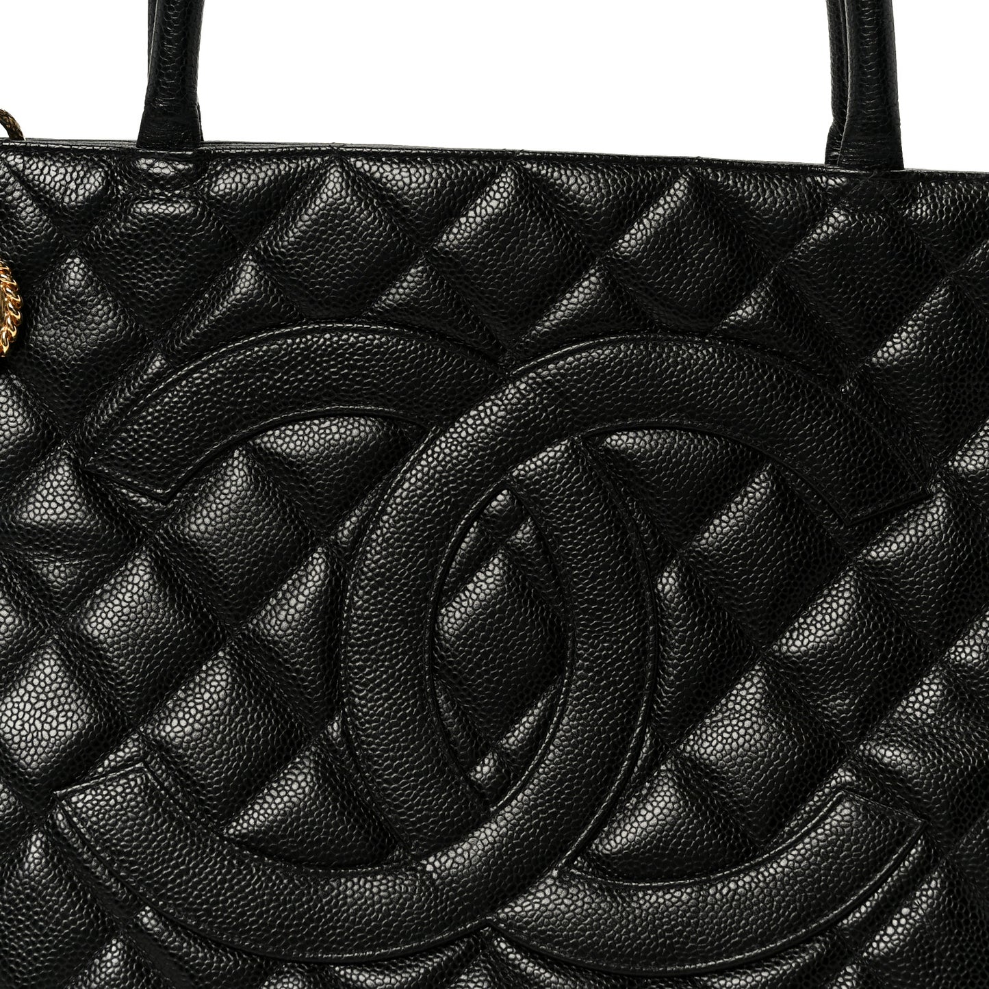 Caviar Quilted Medallion Tote Black
