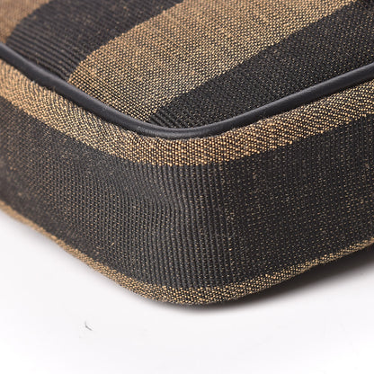 Fendi Jacquard Vitello Century Pequin Logo Plate Small Crossbody Messenger Tobacco Moro Black 10 of 12