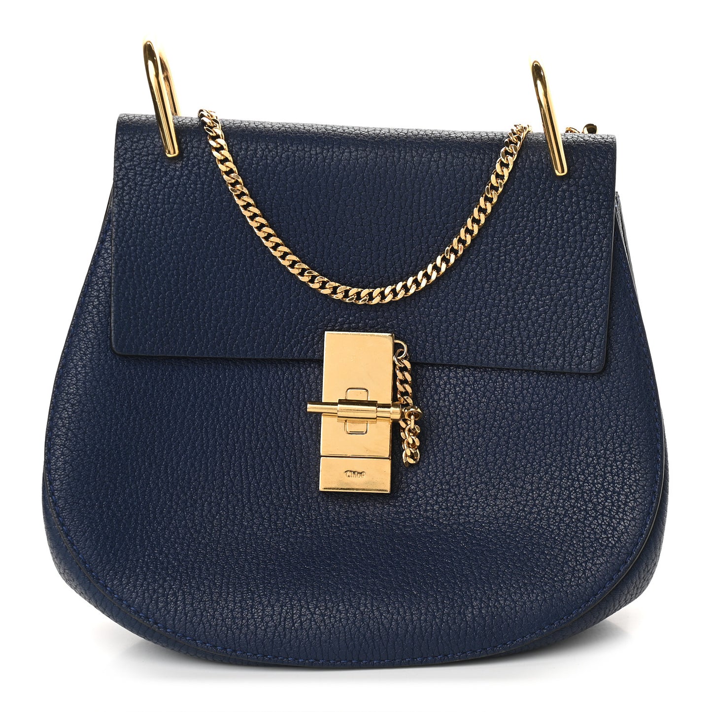 Grained Lambskin Drew Shoulder Bag Royal Navy