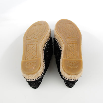 Chanel Patent Sequin CC Espadrilles 37 Black 6 of 10