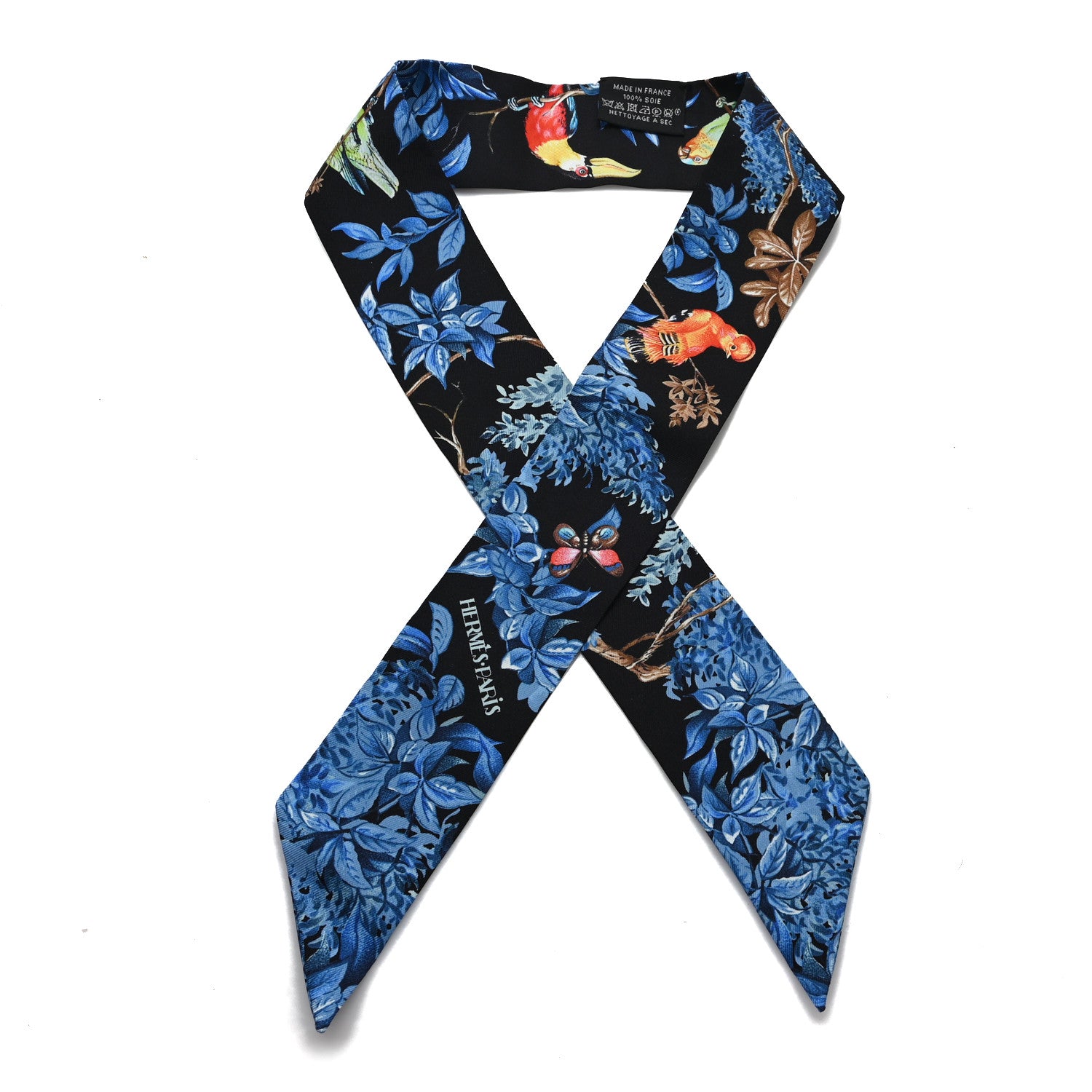 Hermes Silk Equateur Twilly Black Bleu Multicolor 1 of 3