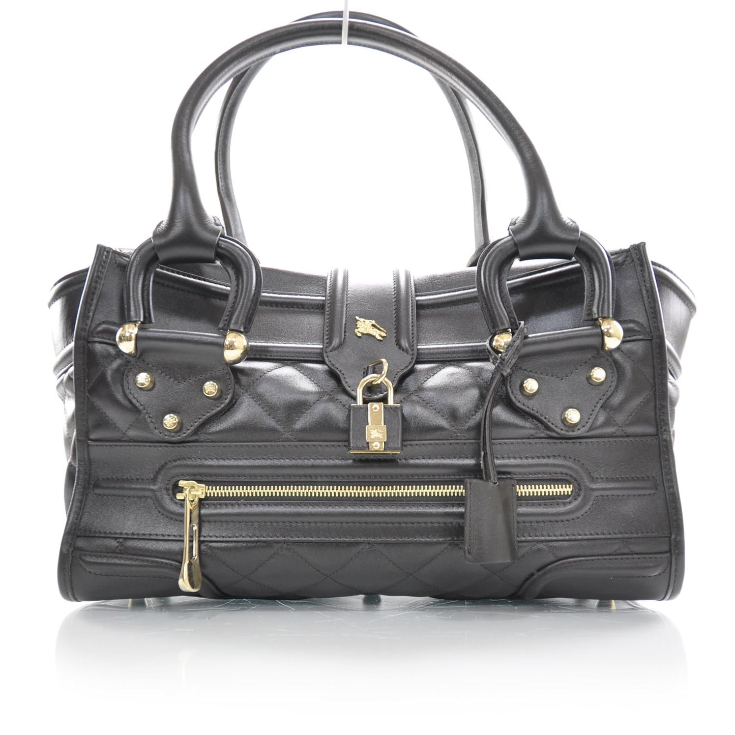 Leather Quilted Manor Tote Dark Brown