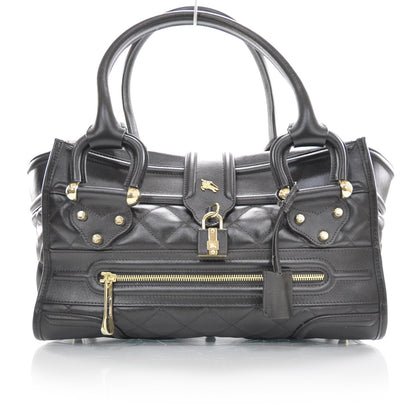 Burberry Leather Quilted Manor Tote Dark Brown 1 of 9
