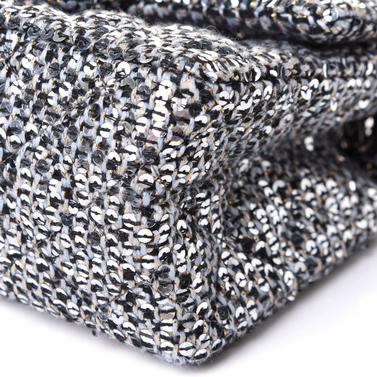 Chanel Tweed Quilted 2.55 Reissue Mini Flap Silver Black Gold 13 of 14