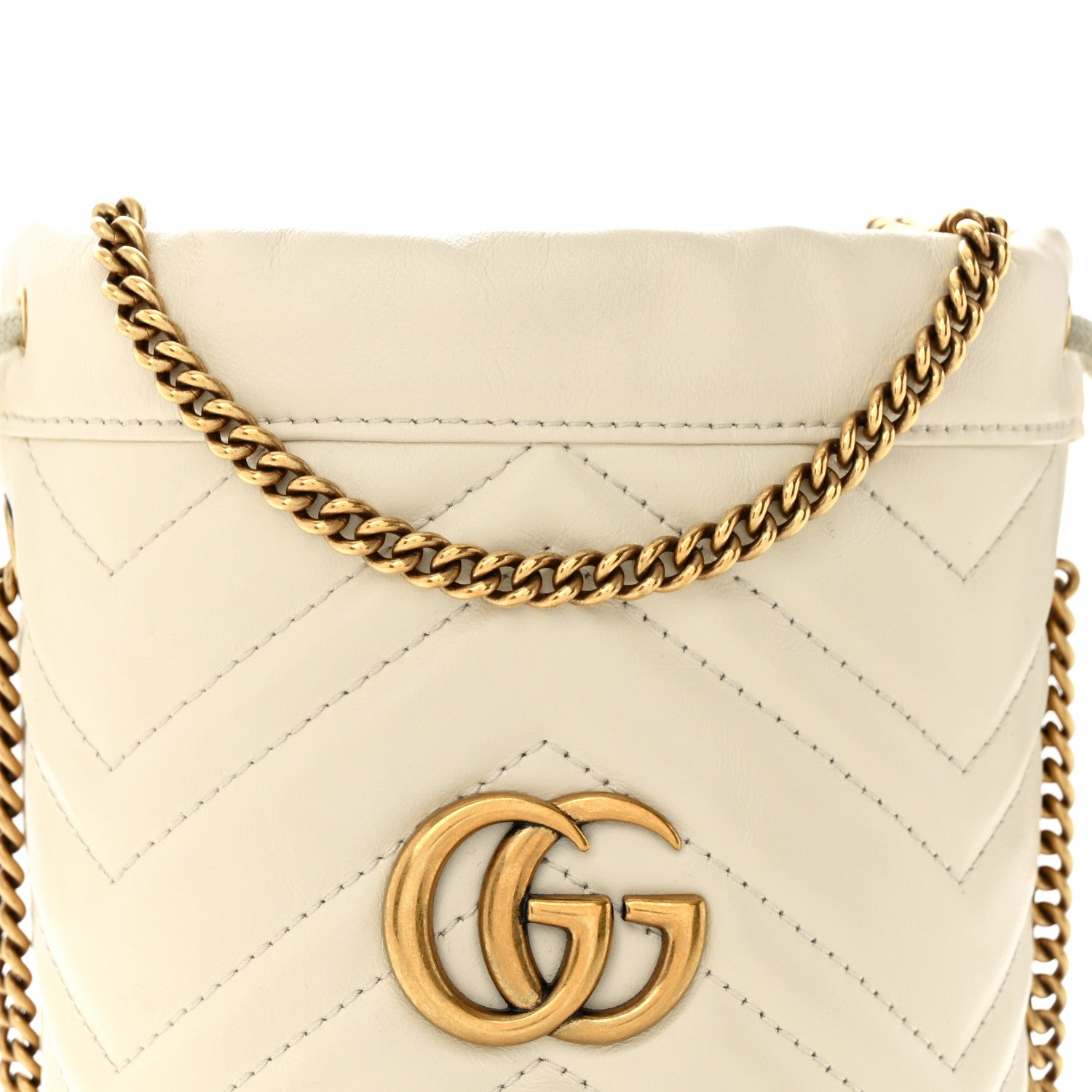 Gucci Calfskin Matelasse Mini GG Marmont 2.0 Bucket Bag White 8 of 16