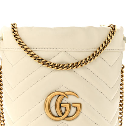 Gucci Calfskin Matelasse Mini GG Marmont 2.0 Bucket Bag White 8 of 16