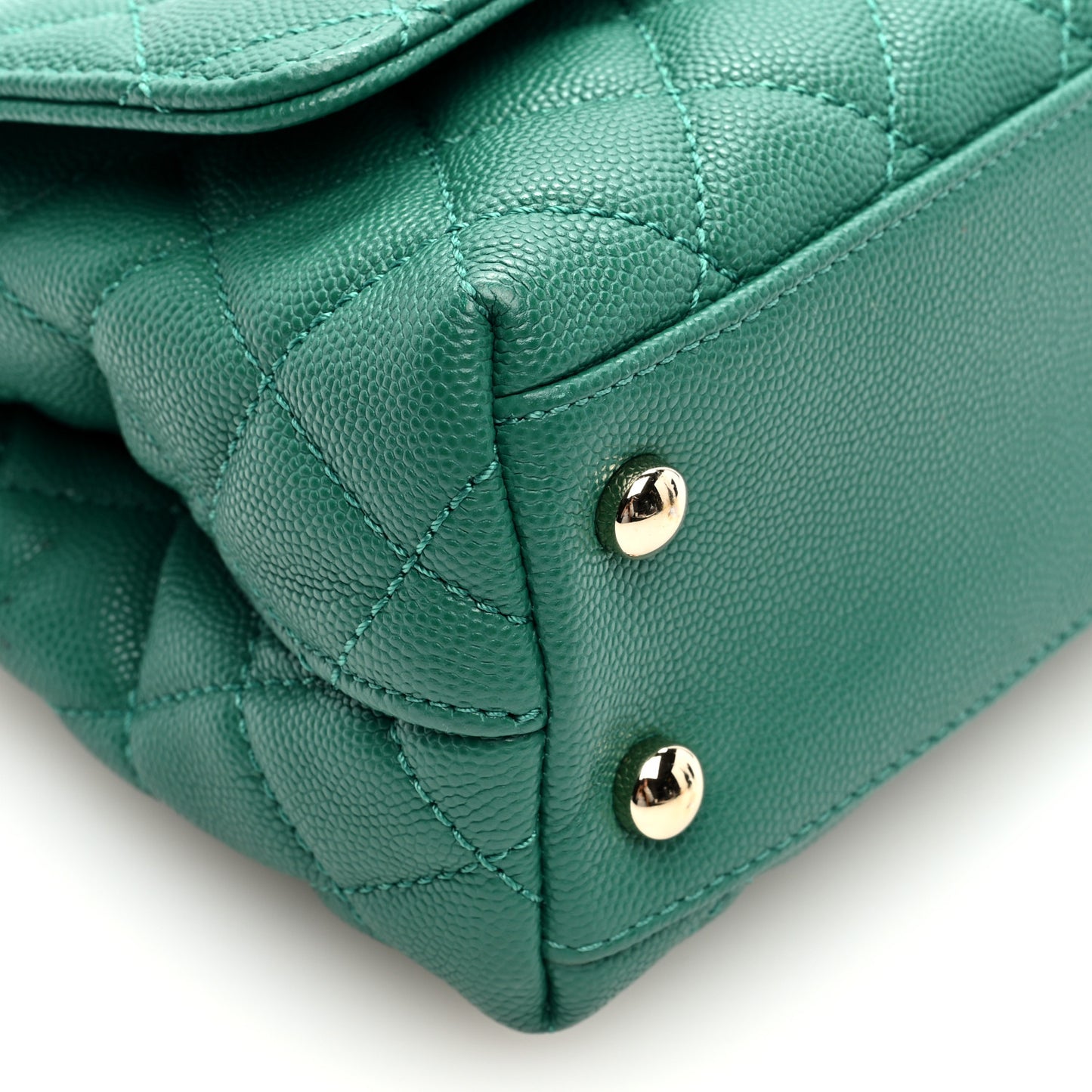 Caviar Quilted Extra Mini Coco Handle Flap Green
