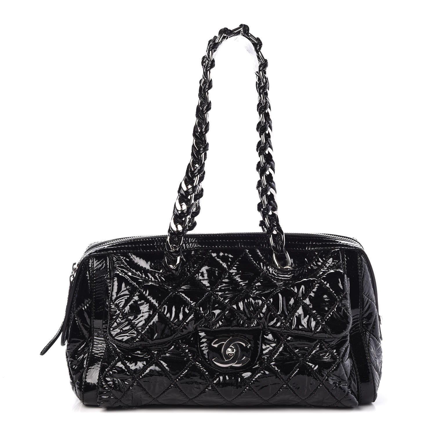 Chanel Patent Quilted Day Glo Flap Black 1 of 10